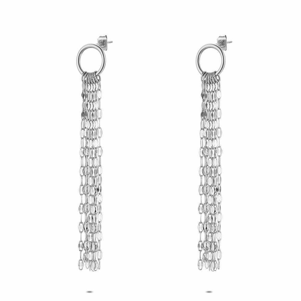 Earrings | Stainless Steel Earrings, 7 Long Chains Earrings Earrings