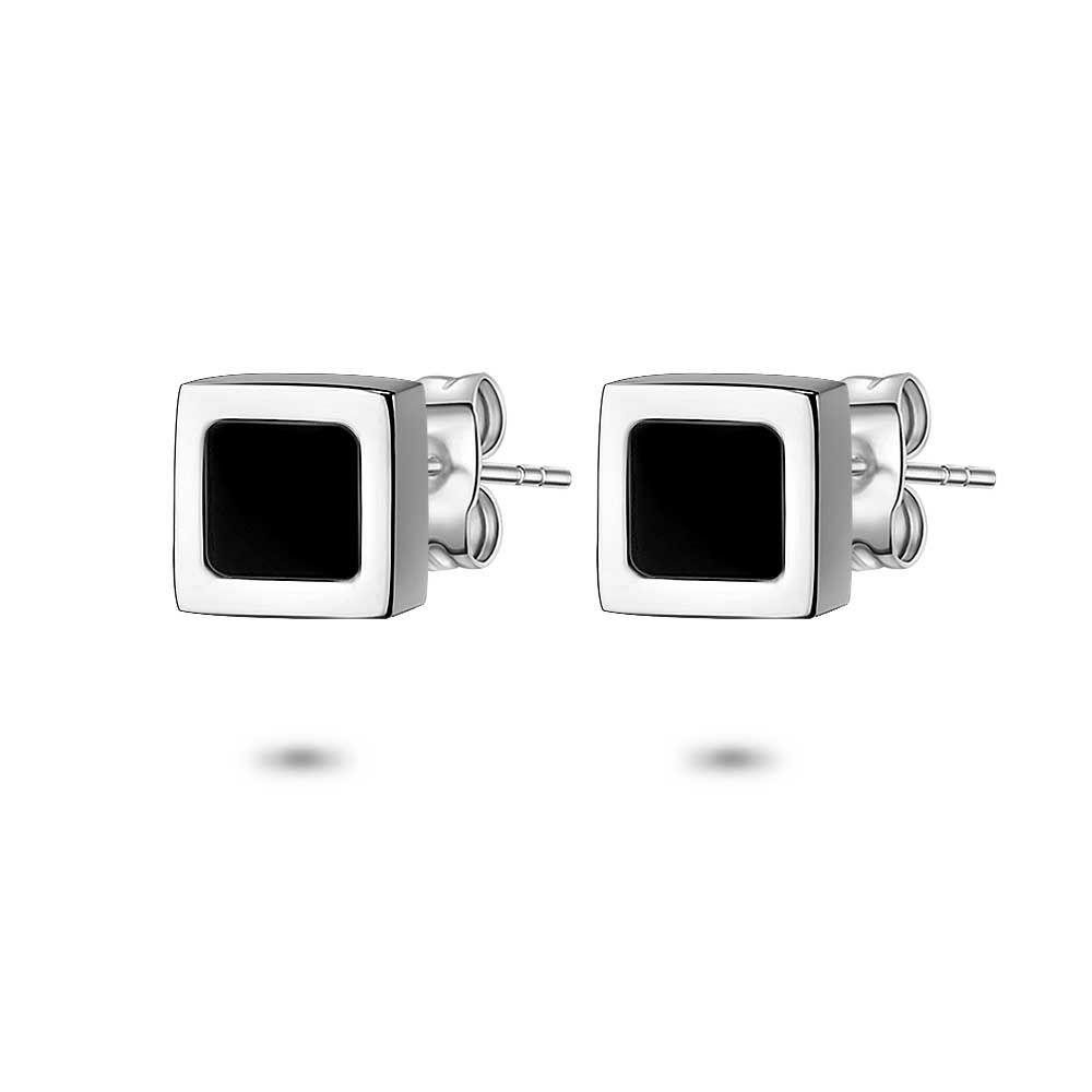 Earrings | Stainless Steel Earrings, Black Square Earrings Earrings