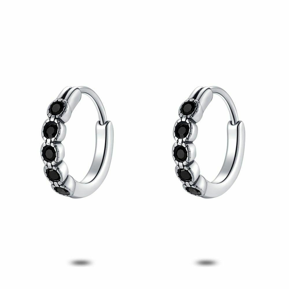 Earrings | Stainless Steel Earrings, Earring, 5 Black Zirconia Earrings Earrings