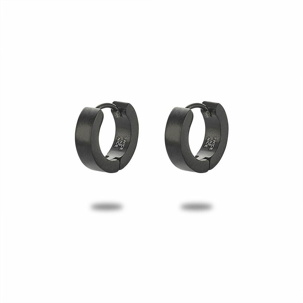 Earrings | Stainless Steel Earrings, Hoop Earring, 12 Mm, Matt, Black Earrings Earrings