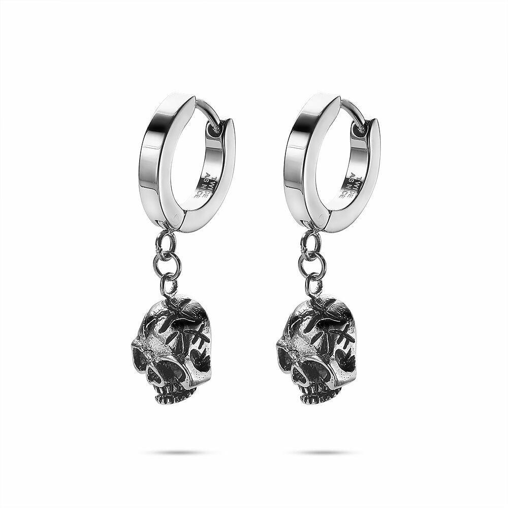 Earrings | Stainless Steel Earrings Hoop With Hanging Skull Earrings Earrings