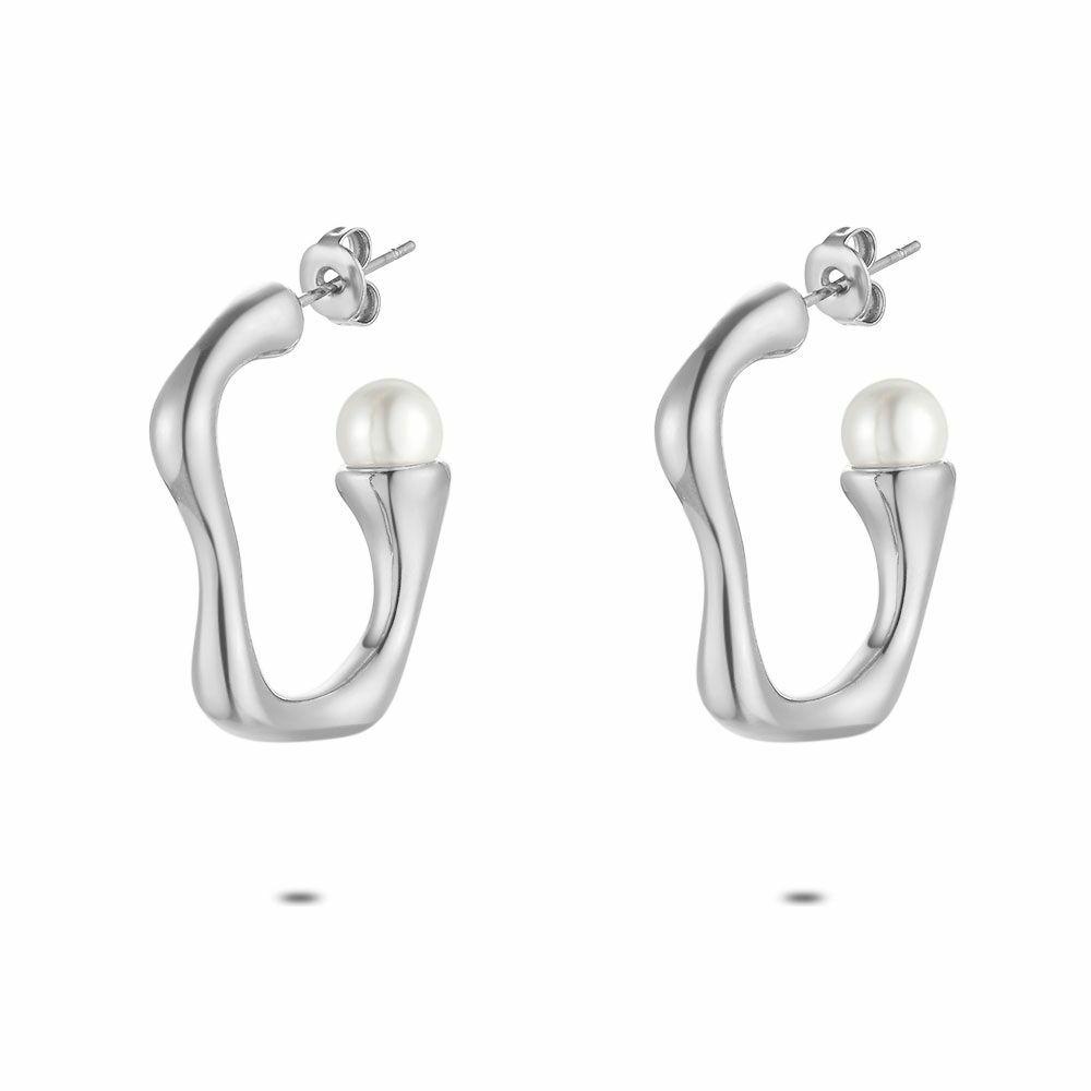 Earrings | Stainless Steel Earrings, Hoop With Pearl Earrings Earrings