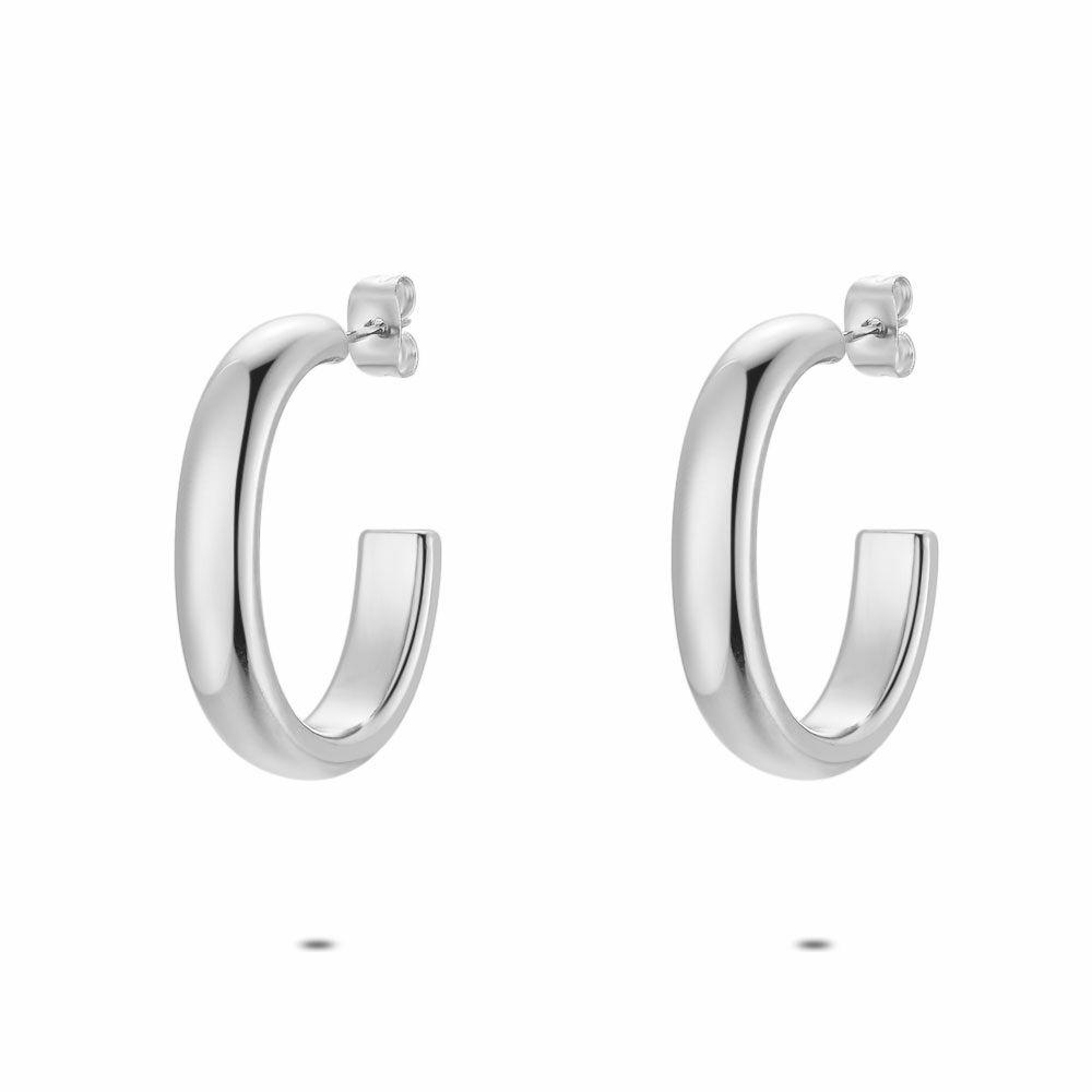 Earrings | Stainless Steel Earrings, Open Oval Hoop Earrings Earrings