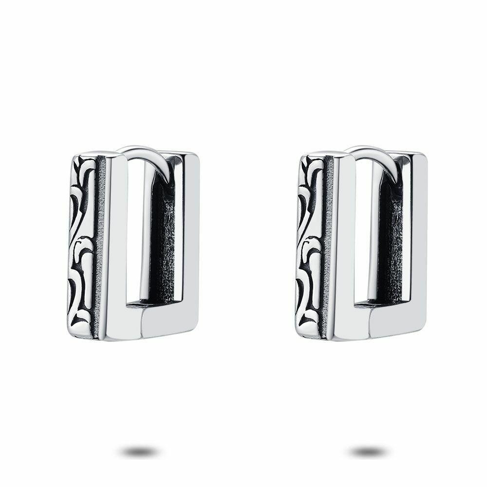 Earrings | Stainless Steel Earrings, Square, Black Pattern Earrings Earrings