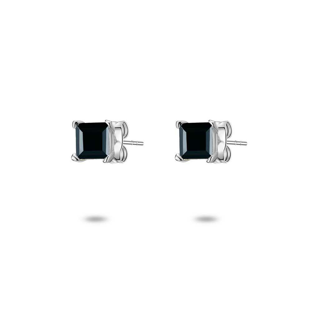 Earrings | Stainless Steel Earrings, Squared, Black Stone Earrings Earrings