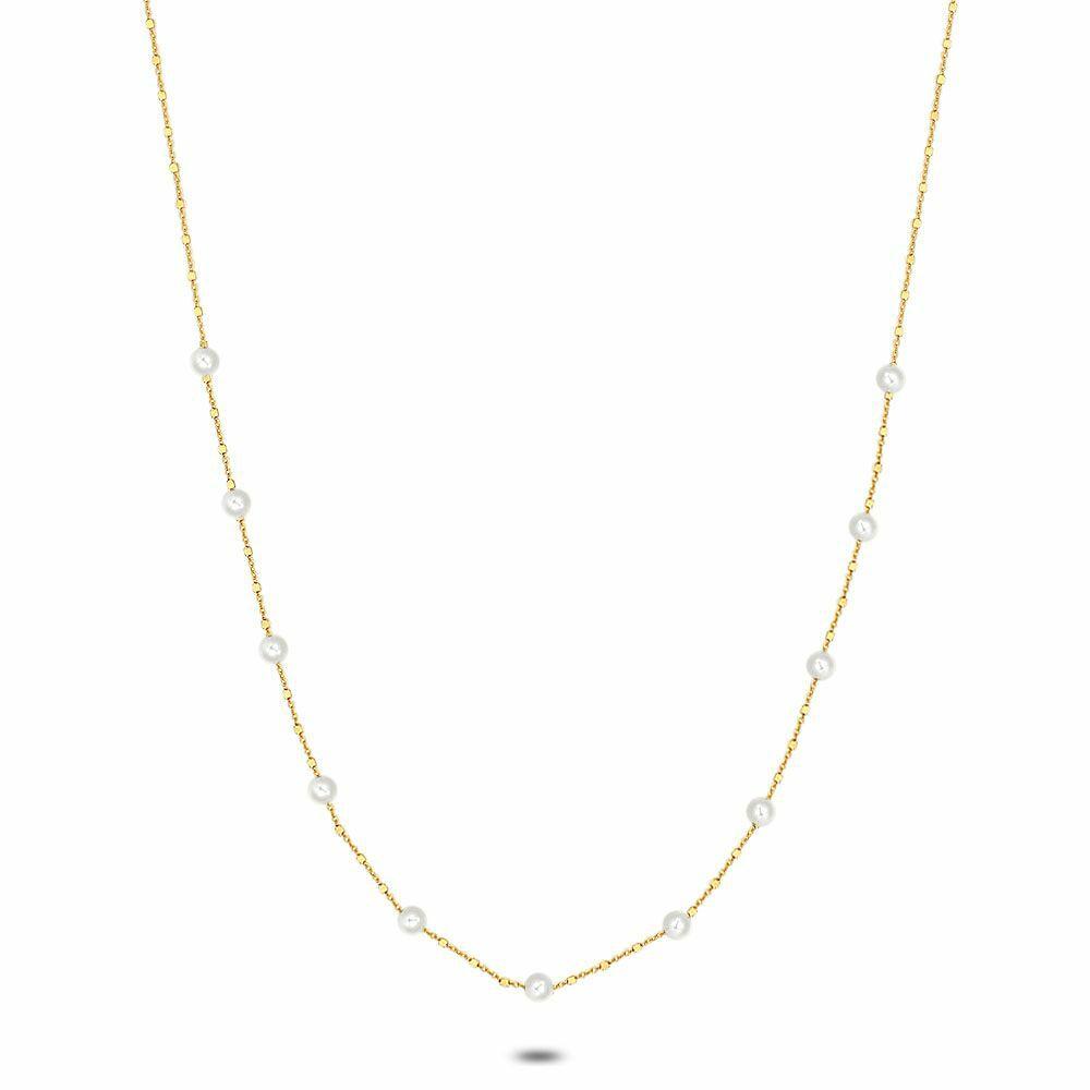 Necklaces | 18Ct Gold Plated Silver Necklace, 11 Pearls Necklaces Necklaces