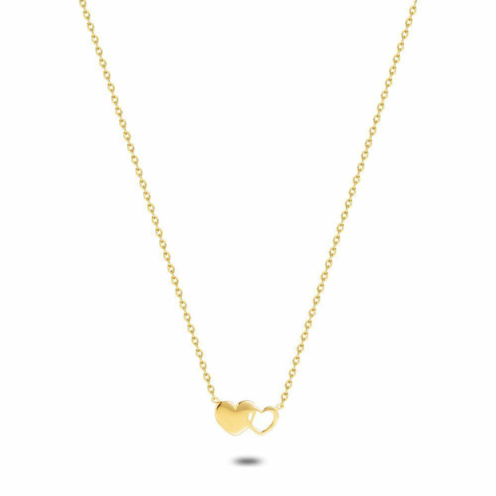 Necklaces | 18Ct Gold Plated Silver Necklace, 2 Hearts Necklaces Necklaces