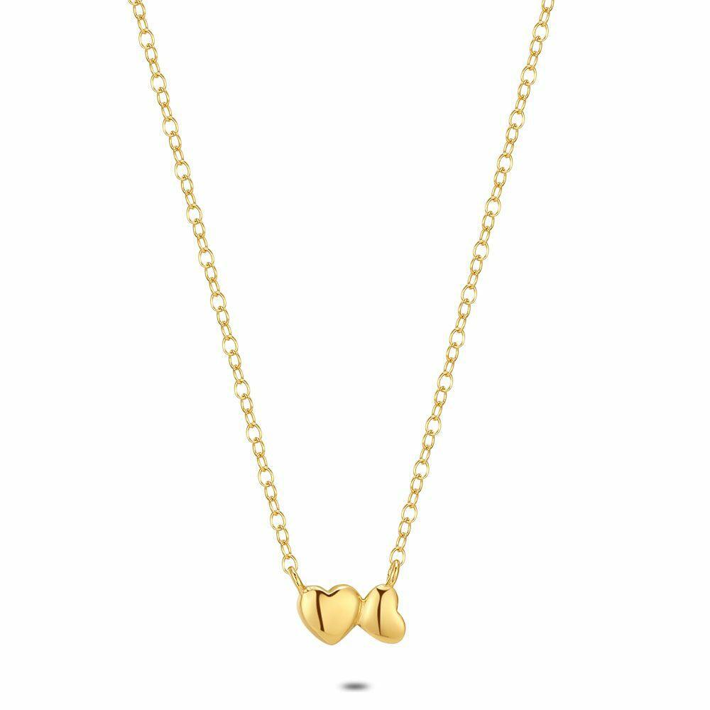 Necklaces | 18Ct Gold Plated Silver Necklace, 2 Little Hearts Necklaces Necklaces