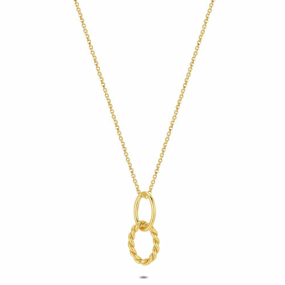 Necklaces | 18Ct Gold Plated Silver Necklace, 2 Oval Links Necklaces Necklaces