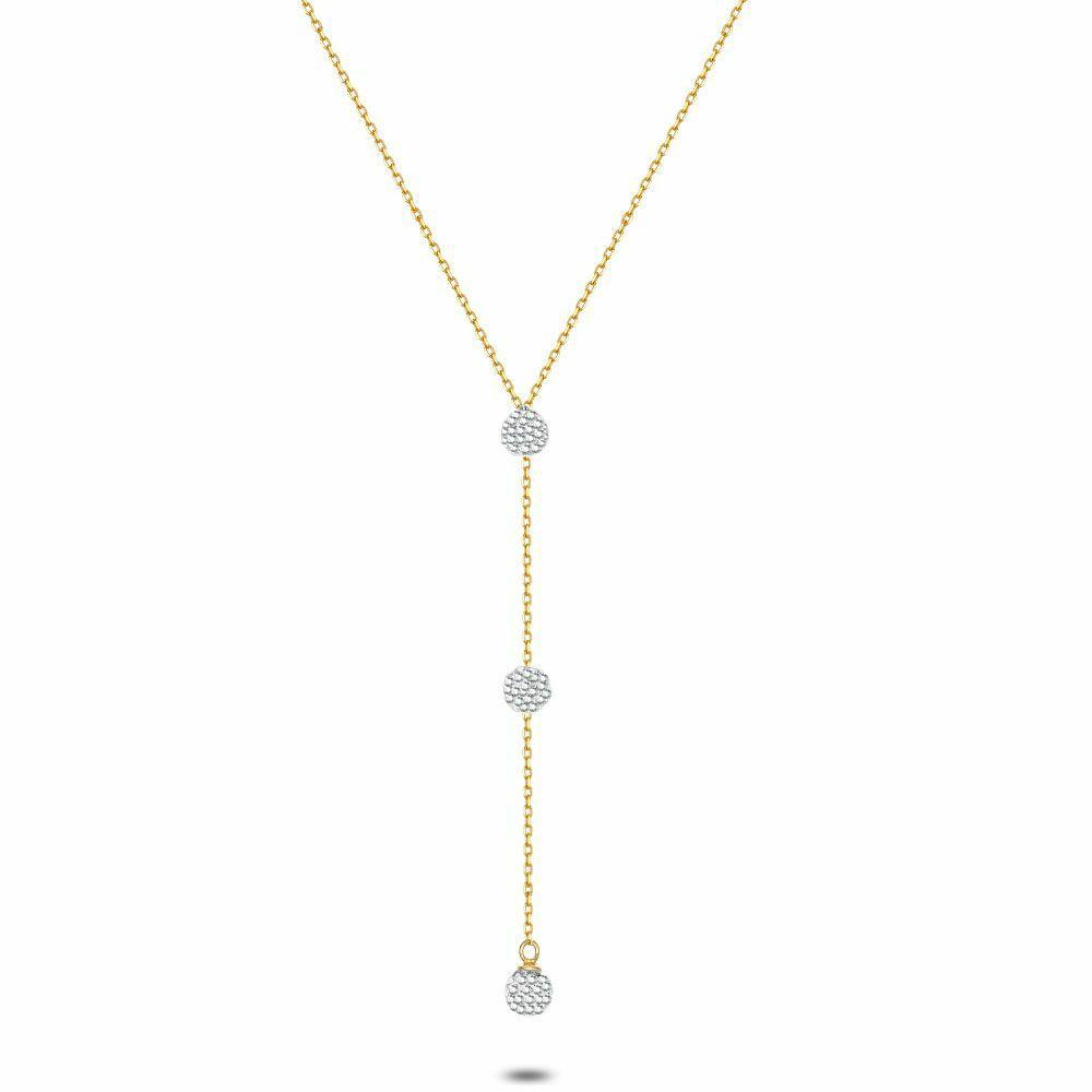 Necklaces | 18Ct Gold Plated Silver Necklace, 3 Crystal Balls Necklaces Necklaces