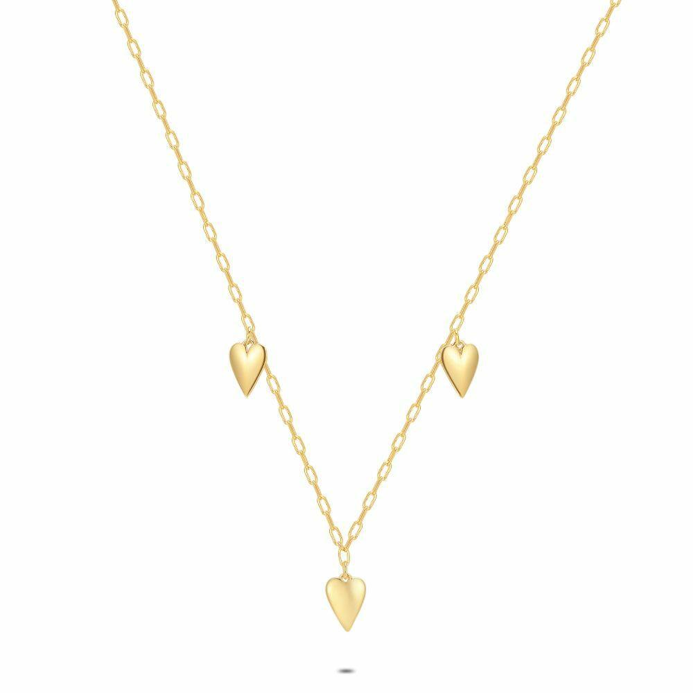 Necklaces | 18Ct Gold Plated Silver Necklace, 3 Hearts Necklaces Necklaces