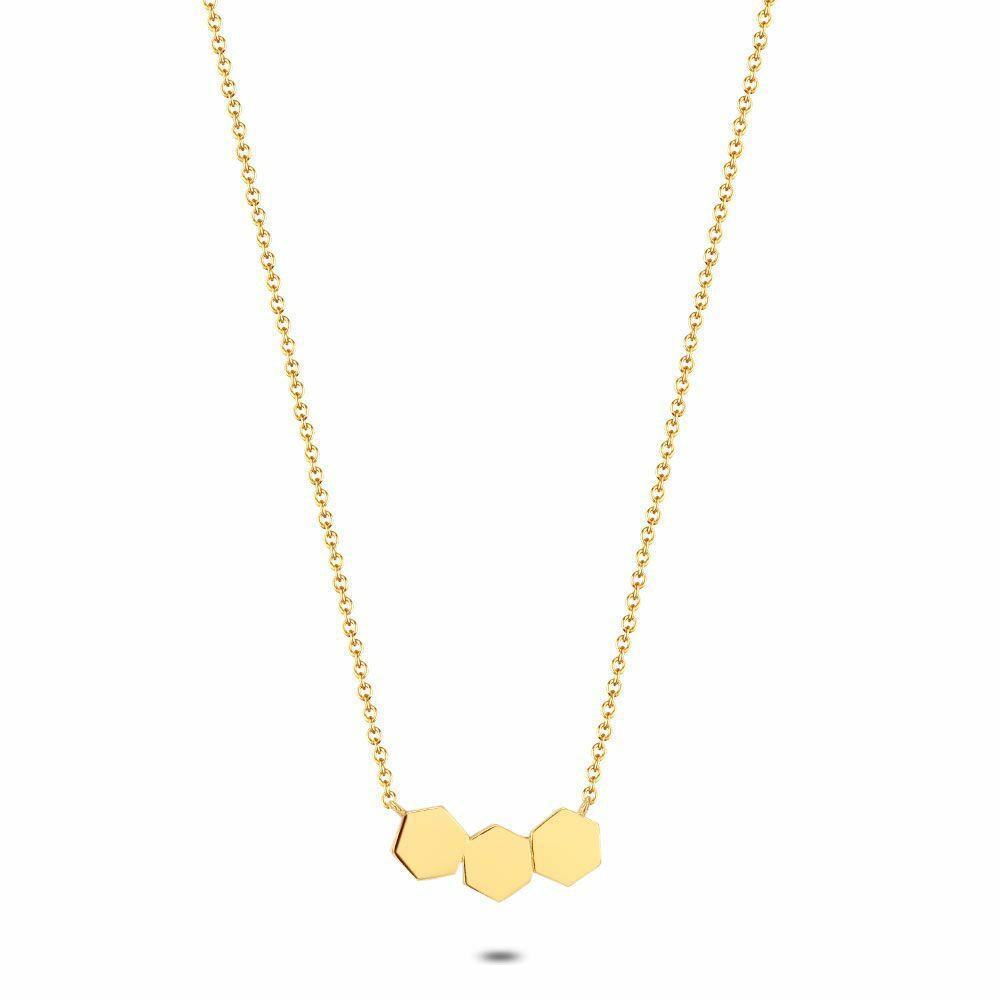 Necklaces | 18Ct Gold Plated Silver Necklace, 3 Hexagons Necklaces Necklaces