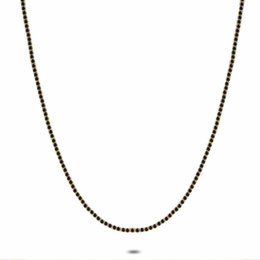 Necklaces | 18Ct Gold Plated Silver Necklace, Black Zirconia Necklaces Necklaces