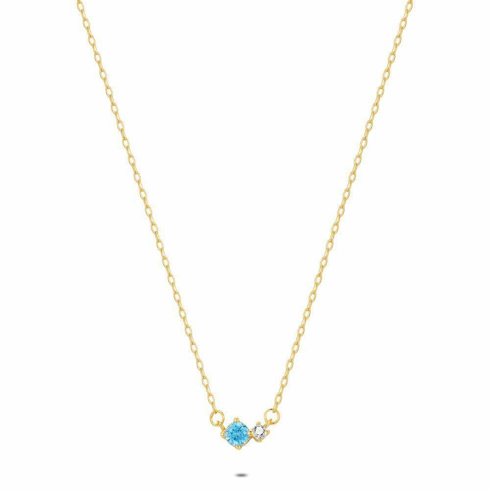 Necklaces | 18Ct Gold Plated Silver Necklace, Blue And White Necklaces Necklaces