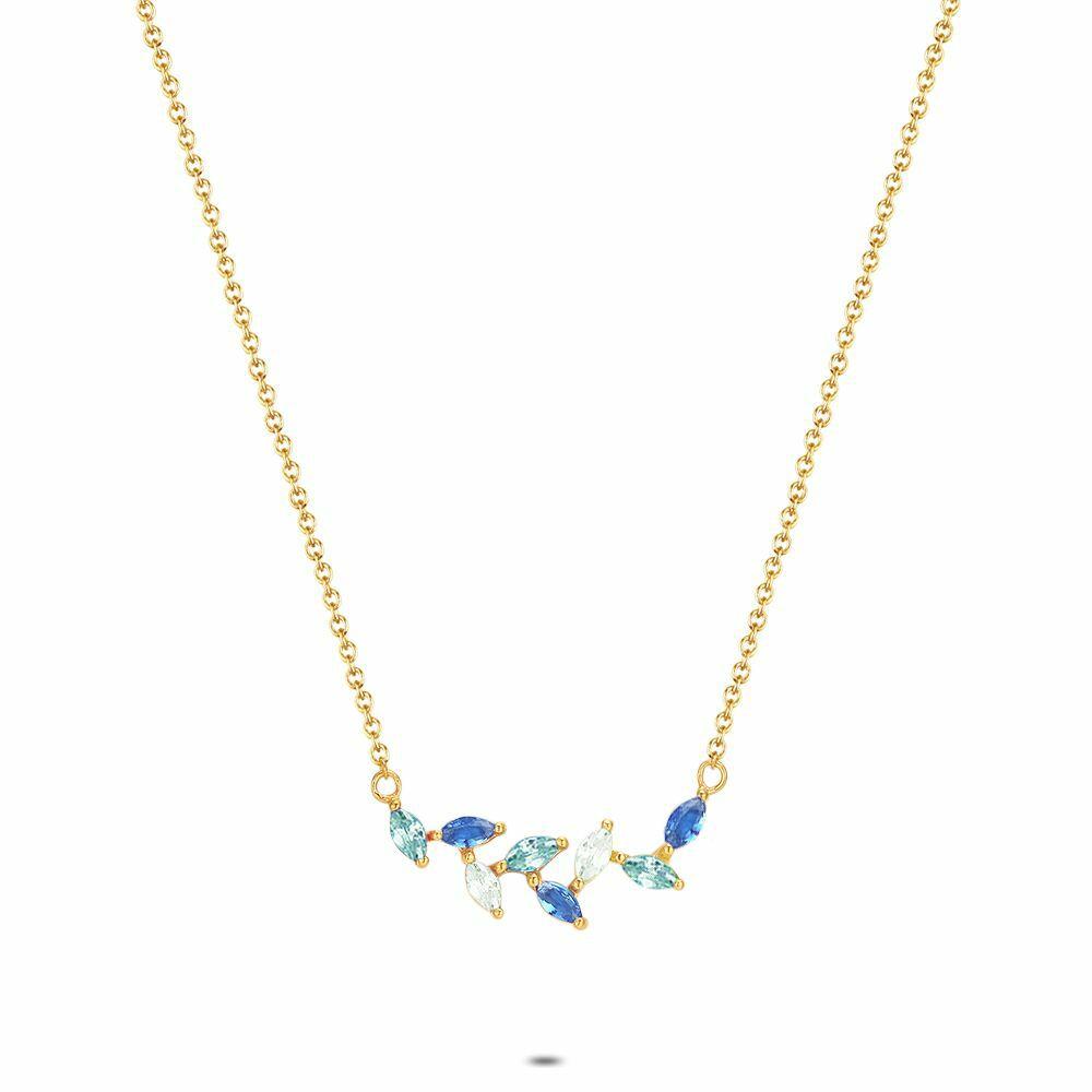 Necklaces | 18Ct Gold Plated Silver Necklace, Blue Leaves Necklaces Necklaces