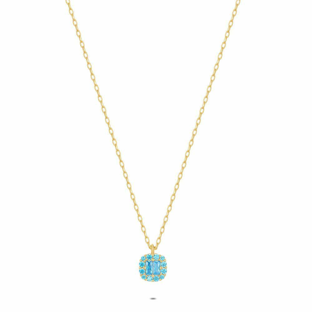 Necklaces | 18Ct Gold Plated Silver Necklace, Blue Stones Necklaces Necklaces