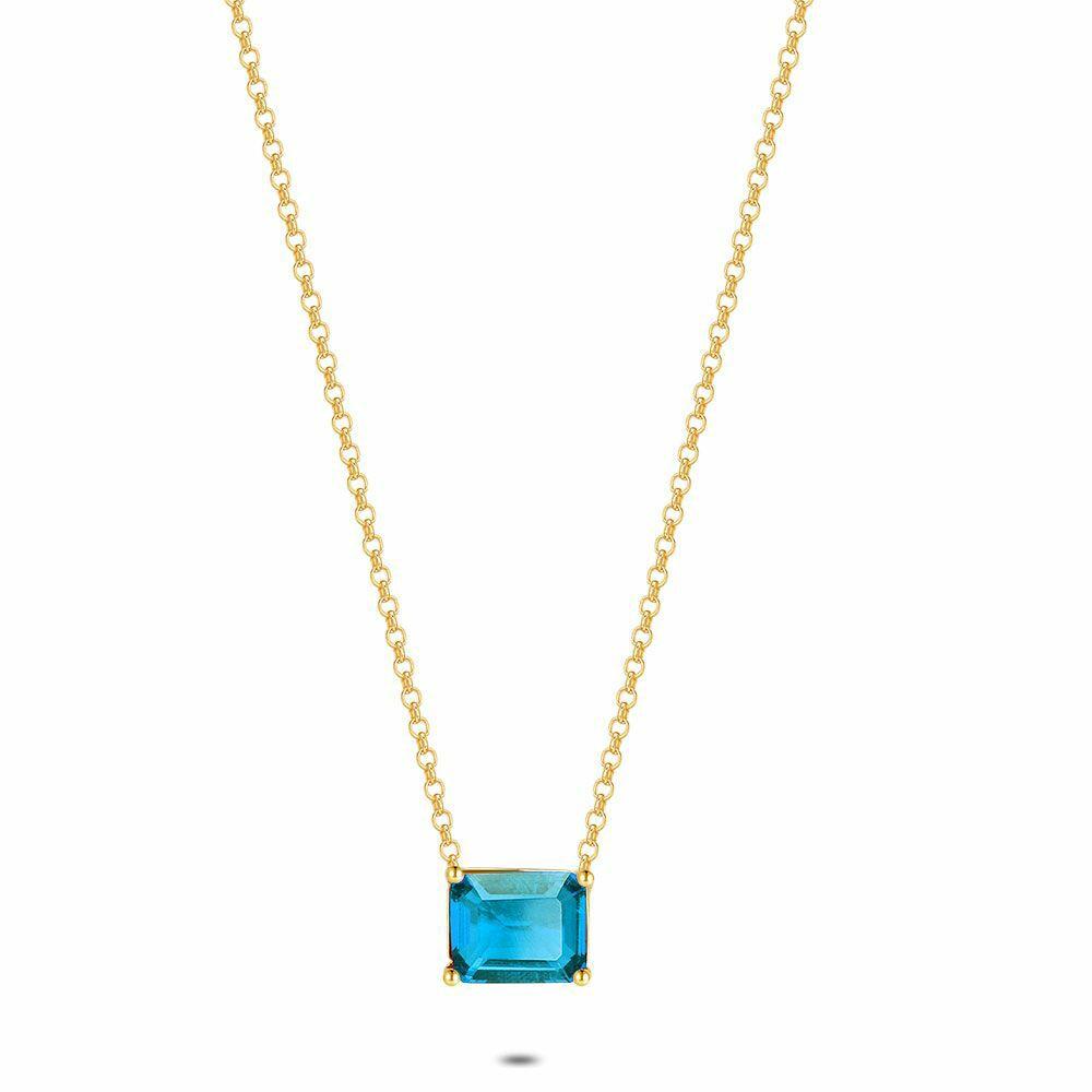 Necklaces | 18Ct Gold Plated Silver Necklace, Blue Zirconia Necklaces Necklaces