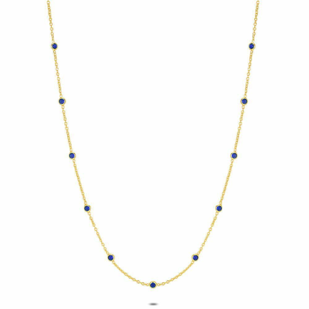 Necklaces | 18Ct Gold Plated Silver Necklace, Blue Zirconia Necklaces Necklaces