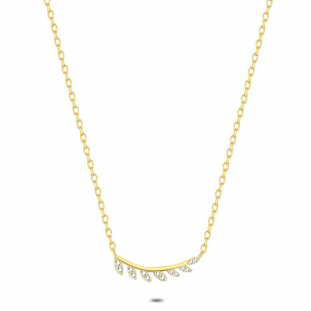 Necklaces | 18Ct Gold Plated Silver Necklace, Branch, Zirconia Necklaces Necklaces