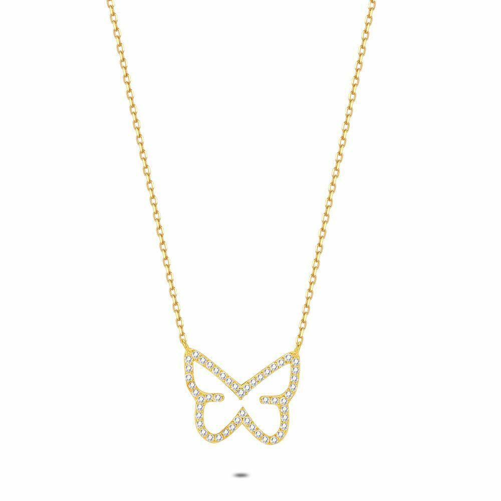 Necklaces | 18Ct Gold Plated Silver Necklace, Butterfly, Zirconia Necklaces Necklaces