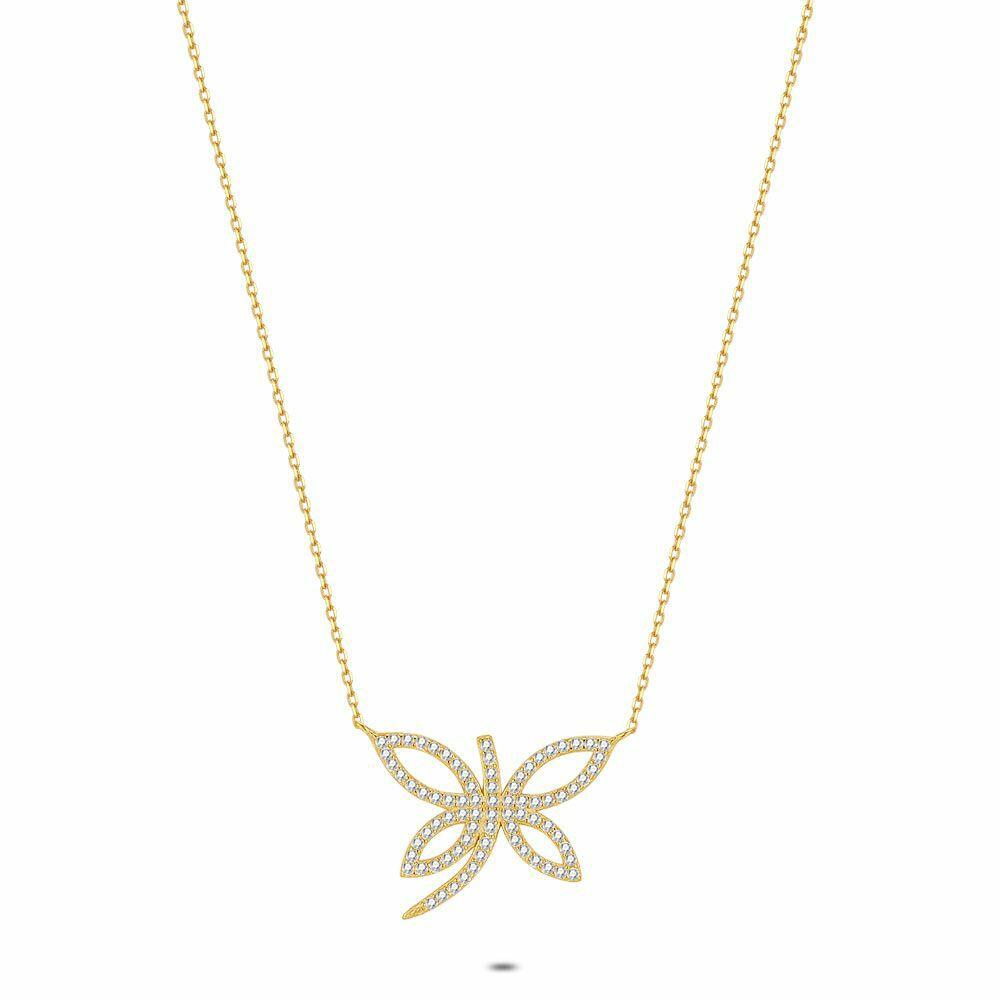 Necklaces | 18Ct Gold Plated Silver Necklace, Butterfly, Zirconia Necklaces Necklaces