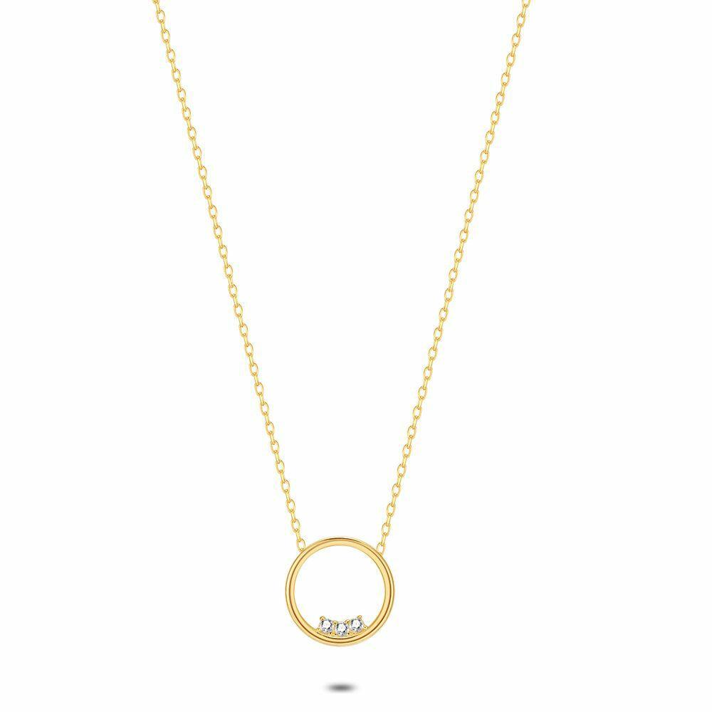 Necklaces | 18Ct Gold Plated Silver Necklace, Circle And Zirconia Necklaces Necklaces