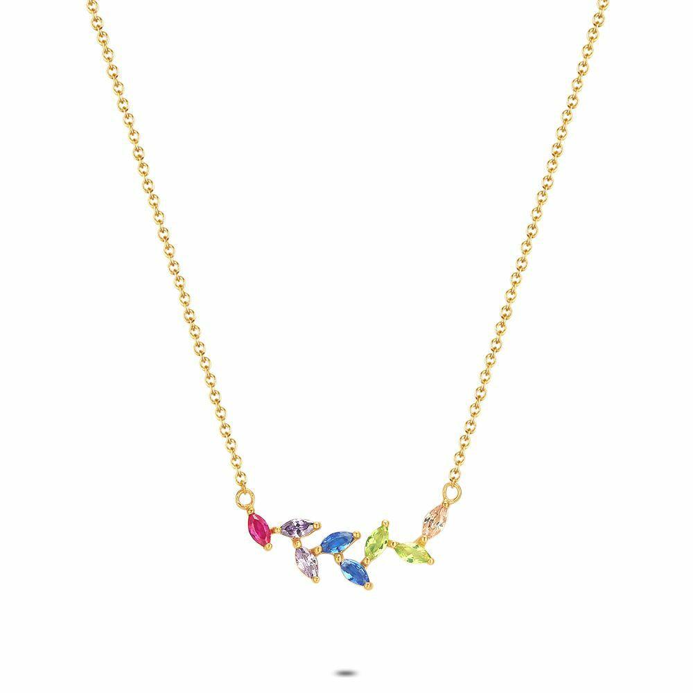 Necklaces | 18Ct Gold Plated Silver Necklace, Colourful Leaves Necklaces Necklaces