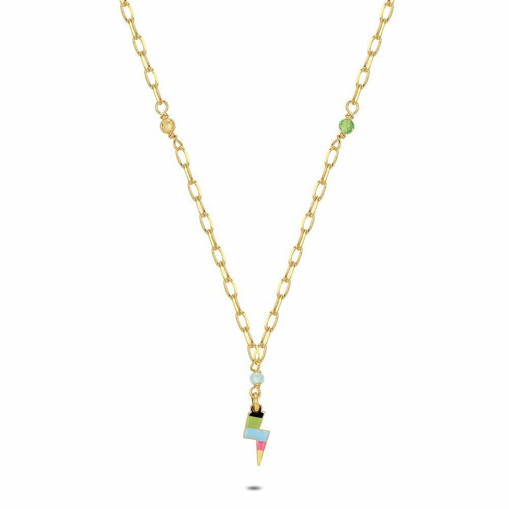 Necklaces | 18Ct Gold Plated Silver Necklace, Colourful Lightning Necklaces Necklaces