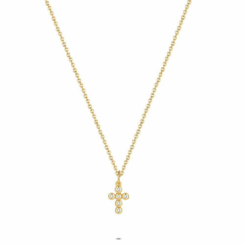 Necklaces | 18Ct Gold Plated Silver Necklace, Cross, Stones Necklaces Necklaces