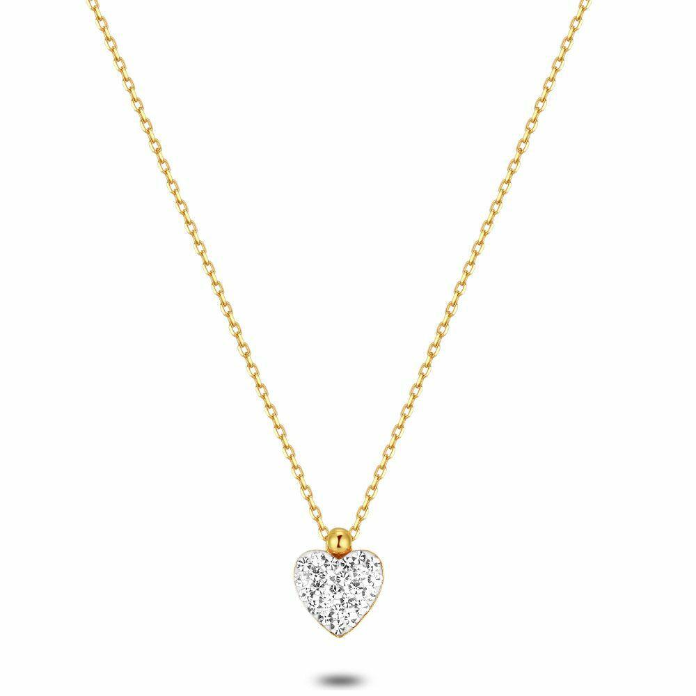 Necklaces | 18Ct Gold Plated Silver Necklace, Crystal Heart Necklaces Necklaces