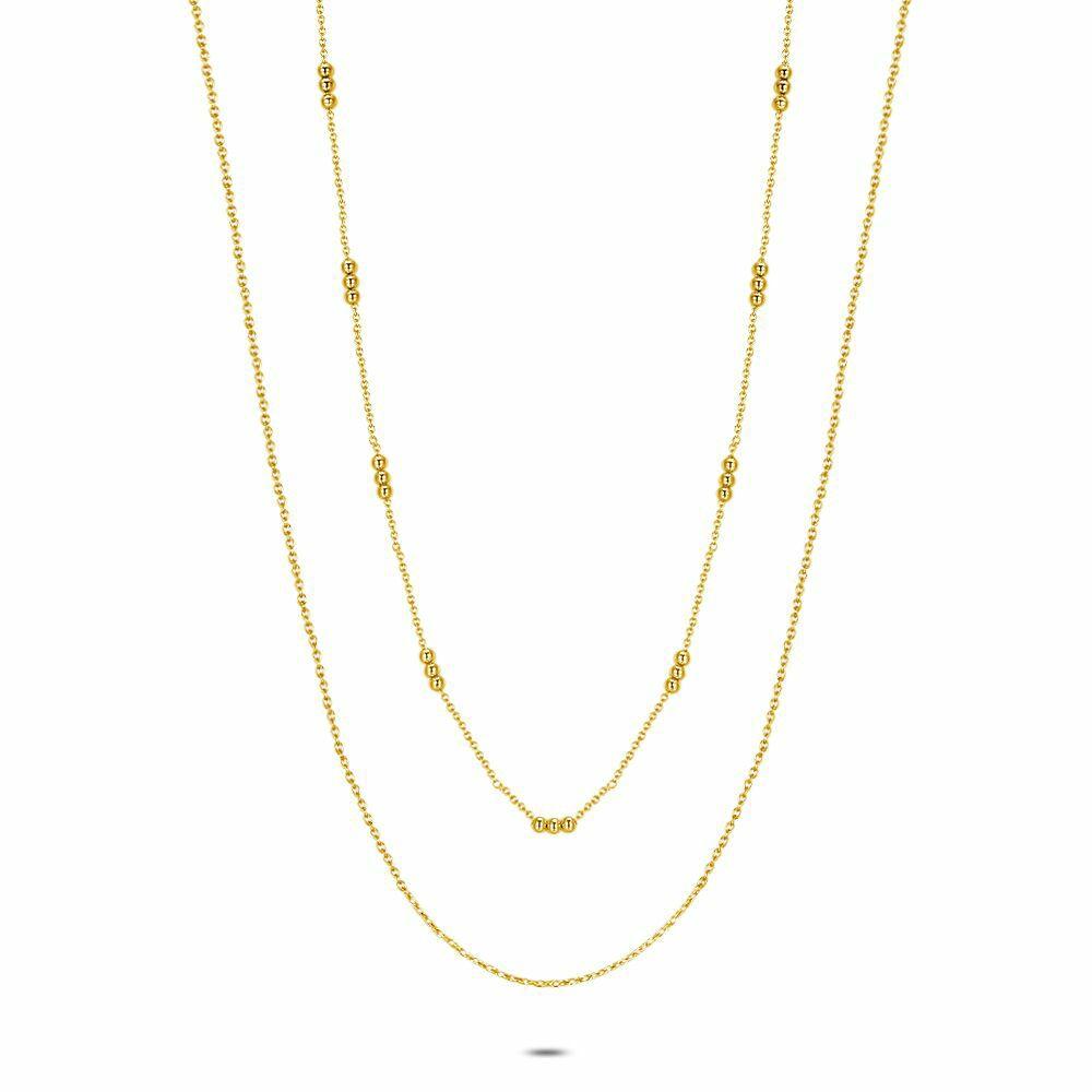 Necklaces | 18Ct Gold Plated Silver Necklace, Double Chain Necklaces Necklaces