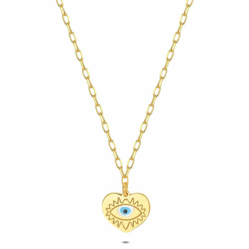 Necklaces | 18Ct Gold Plated Silver Necklace, Eye In Heart Necklaces Necklaces