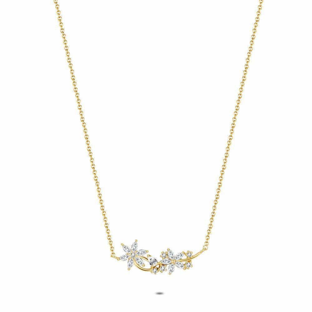 Necklaces | 18Ct Gold Plated Silver Necklace, Flowers, Stones Necklaces Necklaces