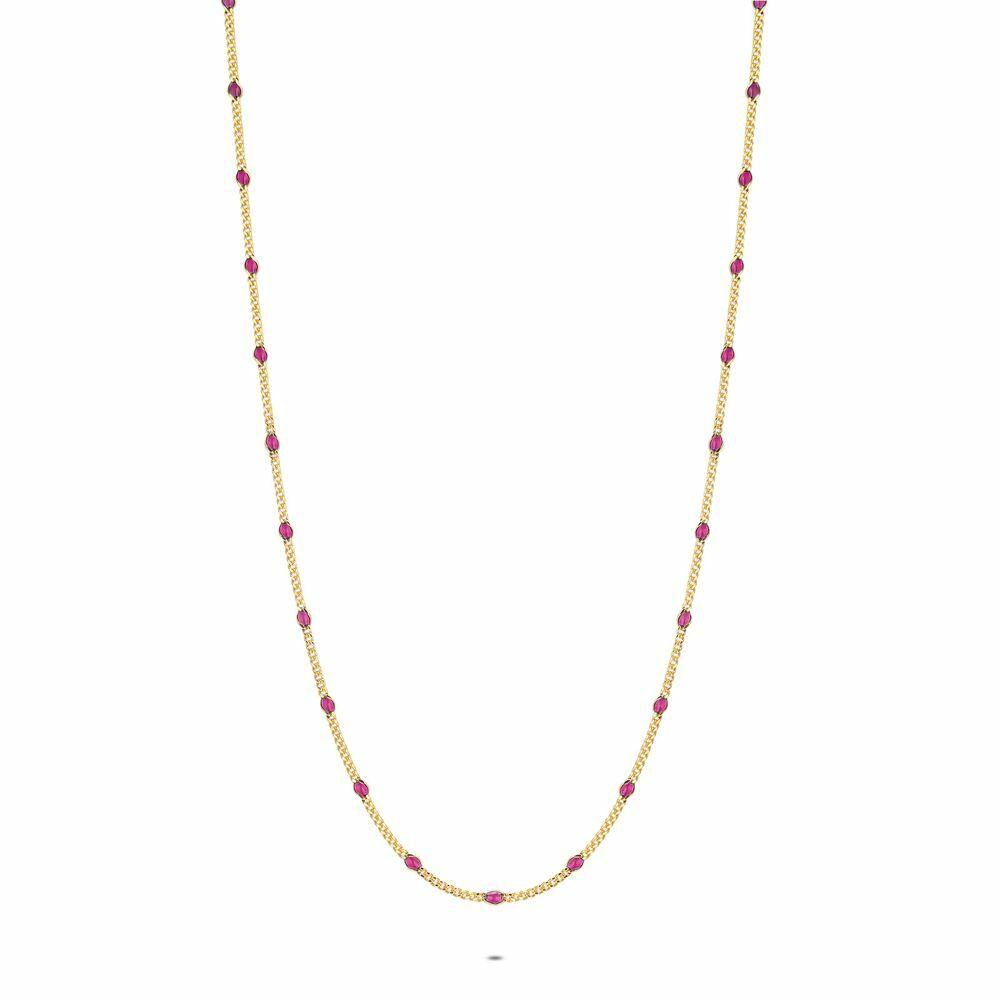 Necklaces | 18Ct Gold Plated Silver Necklace, Fuchsia Enamel Necklaces Necklaces