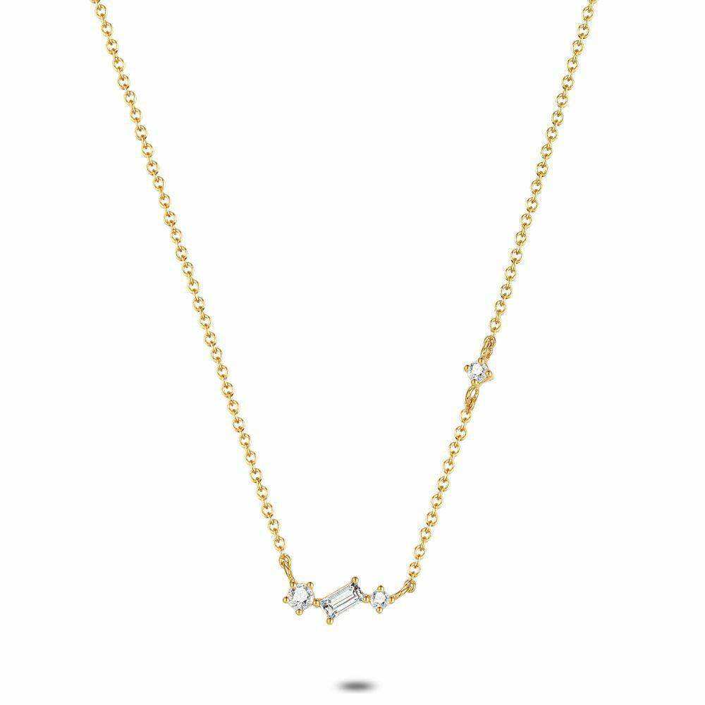 Necklaces | 18Ct Gold Plated Silver Necklace, Geometric Stones Necklaces Necklaces