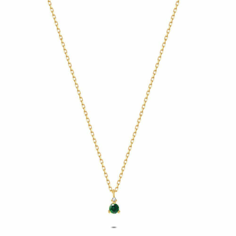 Necklaces | 18Ct Gold Plated Silver Necklace, Green And White Necklaces Necklaces