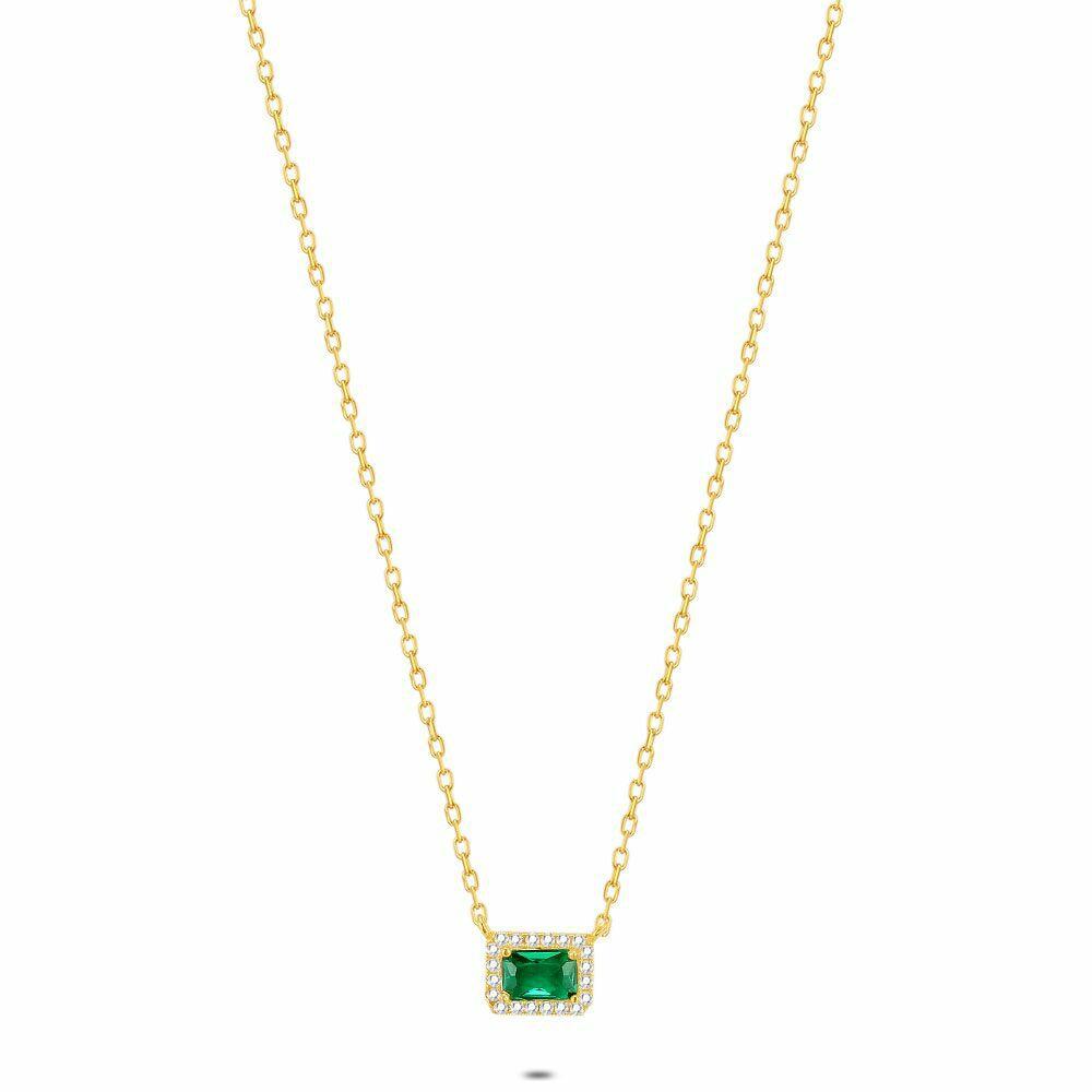 Necklaces | 18Ct Gold Plated Silver Necklace, Green And White Necklaces Necklaces