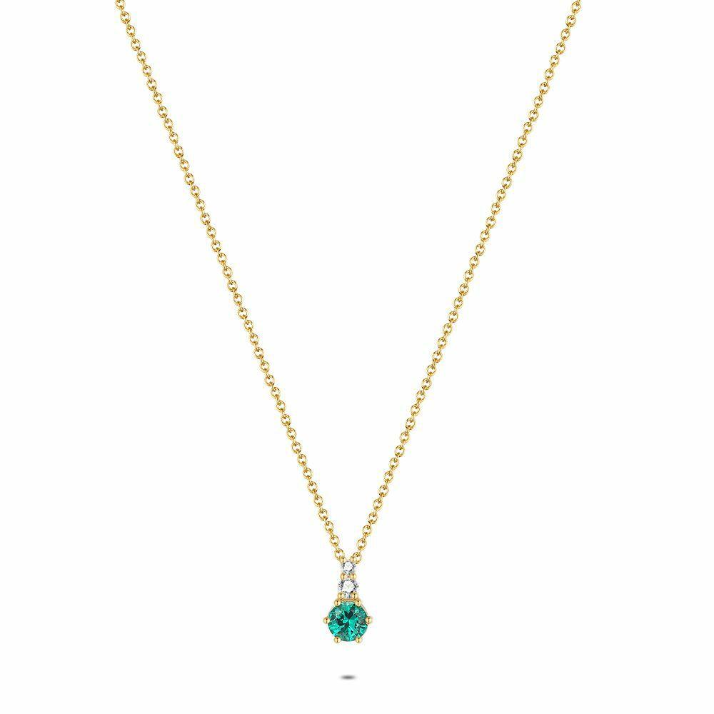 Necklaces | 18Ct Gold Plated Silver Necklace, Green And White Necklaces Necklaces