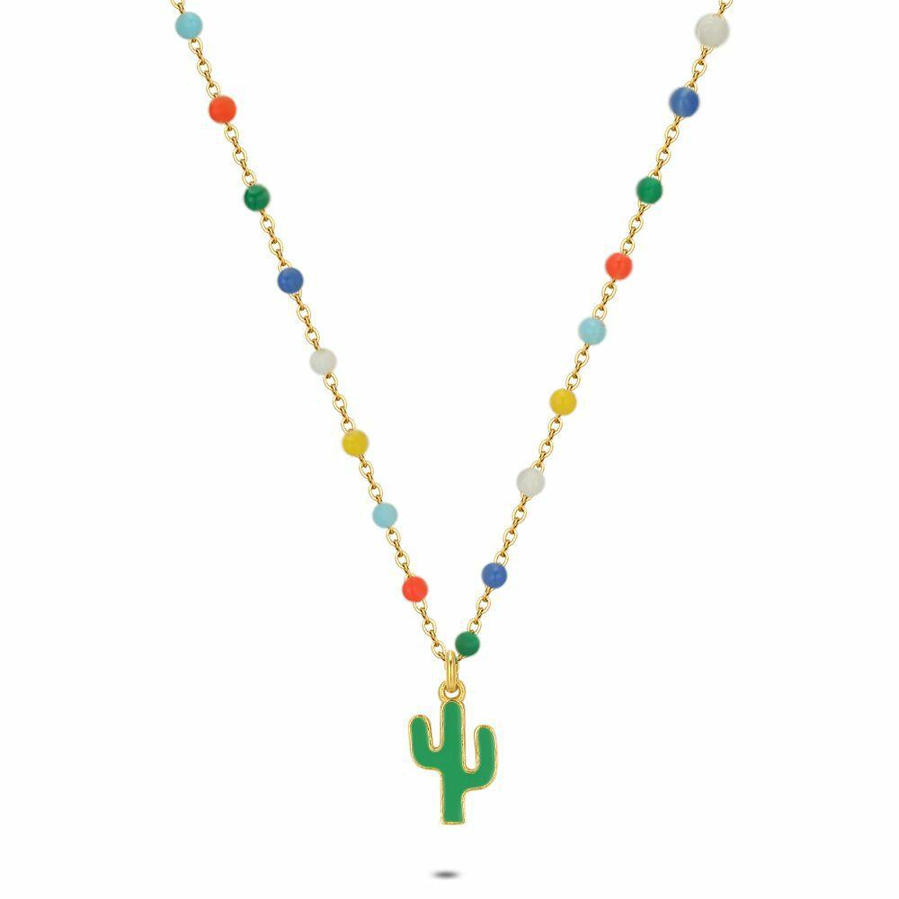 Necklaces | 18Ct Gold Plated Silver Necklace, Green Cactus Necklaces Necklaces