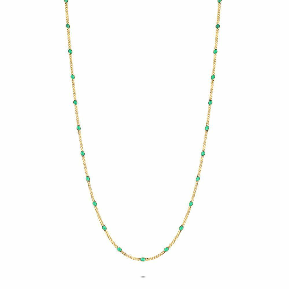 Necklaces | 18Ct Gold Plated Silver Necklace, Green Enamel Necklaces Necklaces