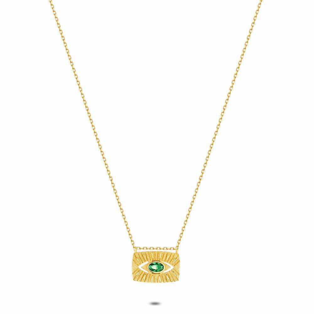 Necklaces | 18Ct Gold Plated Silver Necklace, Green Eye Necklaces Necklaces