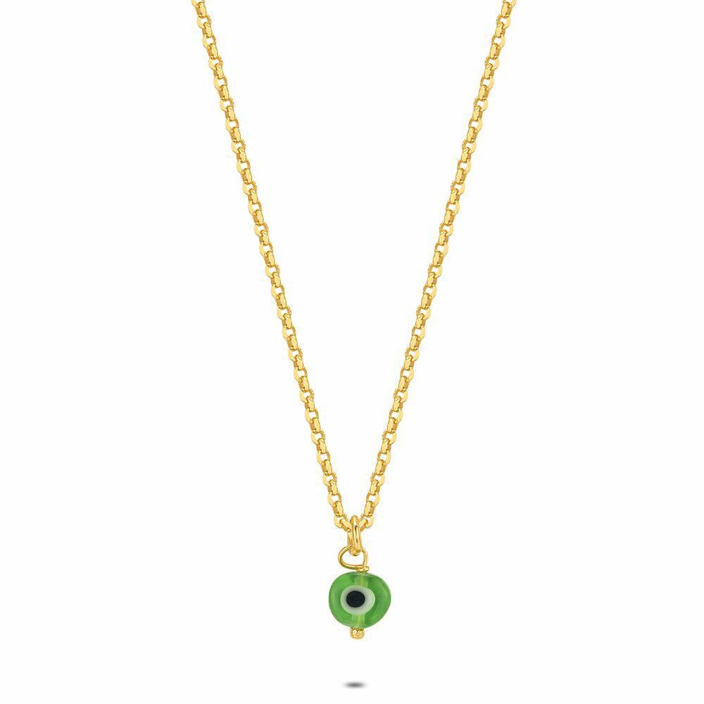 Necklaces | 18Ct Gold Plated Silver Necklace, Green Eye Necklaces Necklaces