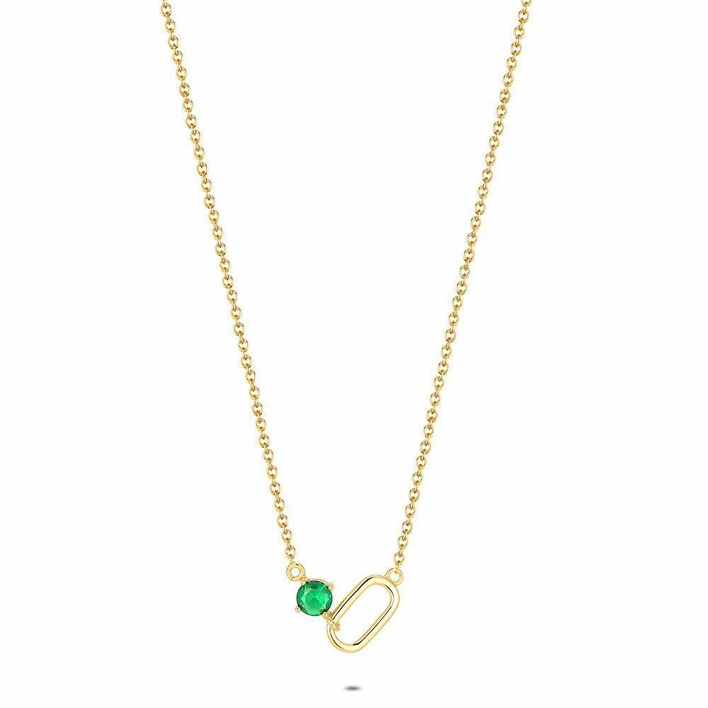 Necklaces | 18Ct Gold Plated Silver Necklace, Green Stone Necklaces Necklaces