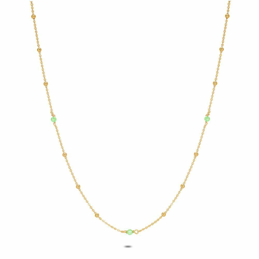 Necklaces | 18Ct Gold Plated Silver Necklace, Green Stones Necklaces Necklaces