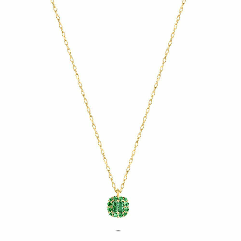 Necklaces | 18Ct Gold Plated Silver Necklace, Green Stones Necklaces Necklaces