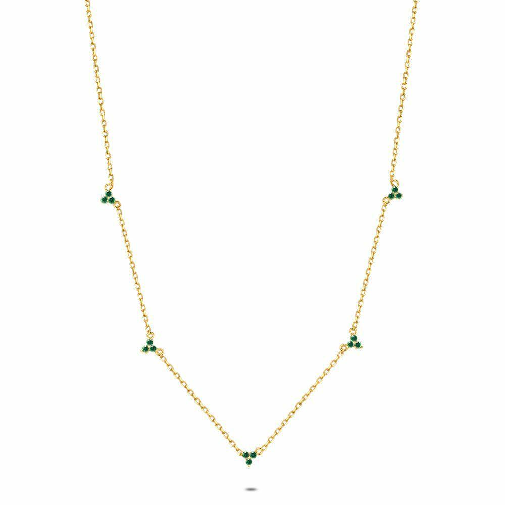 Necklaces | 18Ct Gold Plated Silver Necklace, Green Stones Necklaces Necklaces