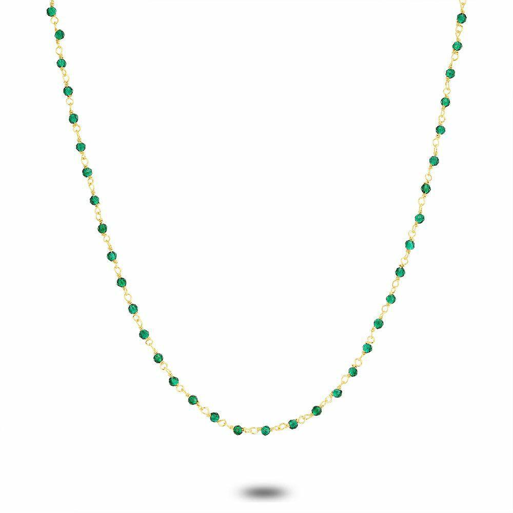 Necklaces | 18Ct Gold Plated Silver Necklace, Green Stones Necklaces Necklaces