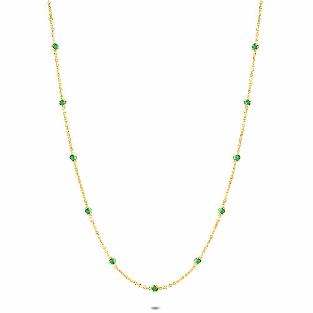 Necklaces | 18Ct Gold Plated Silver Necklace, Green Zirconia Necklaces Necklaces