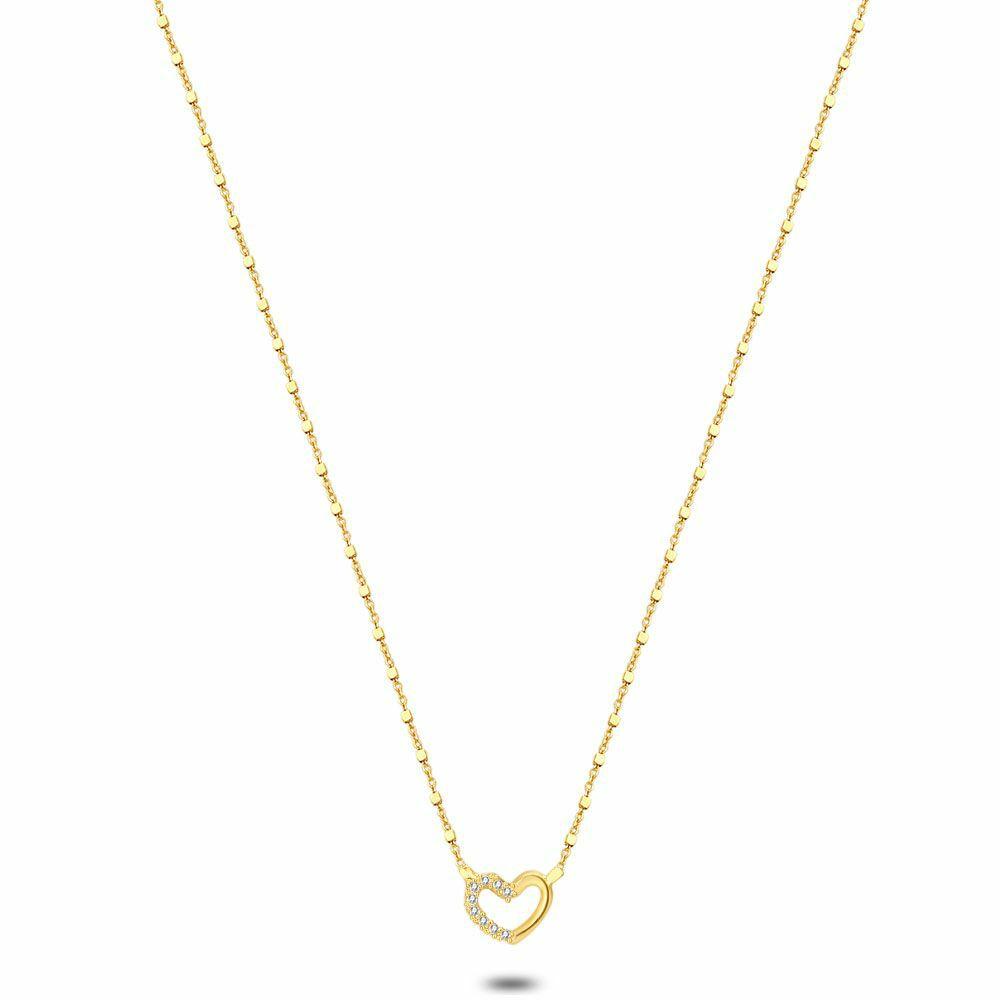 Necklaces | 18Ct Gold Plated Silver Necklace, Heart, Stones Necklaces Necklaces