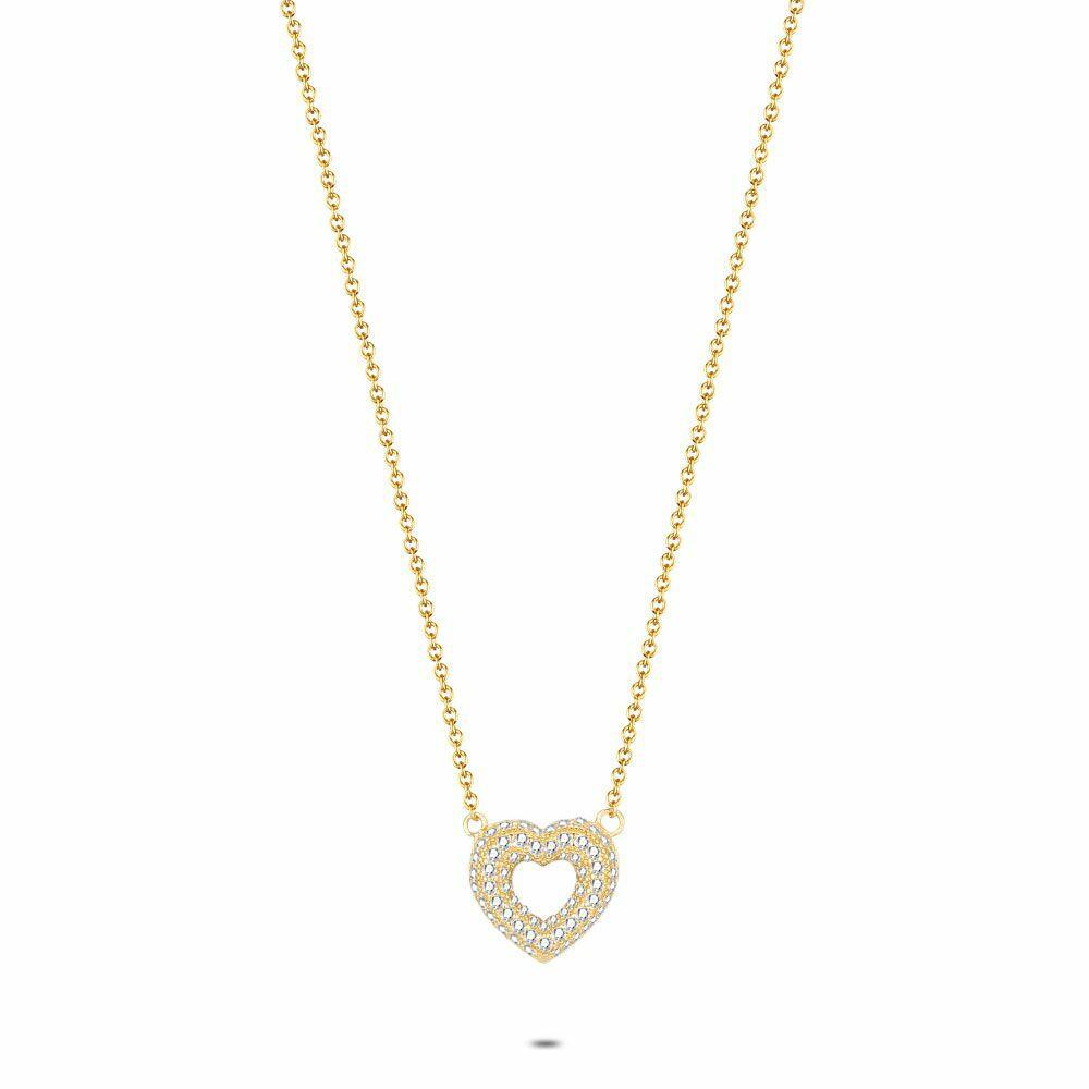 Necklaces | 18Ct Gold Plated Silver Necklace, Heart, Stones Necklaces Necklaces